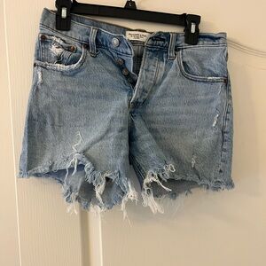 Abercrombie & Fitch Light Blue Distressed Jean Shorts